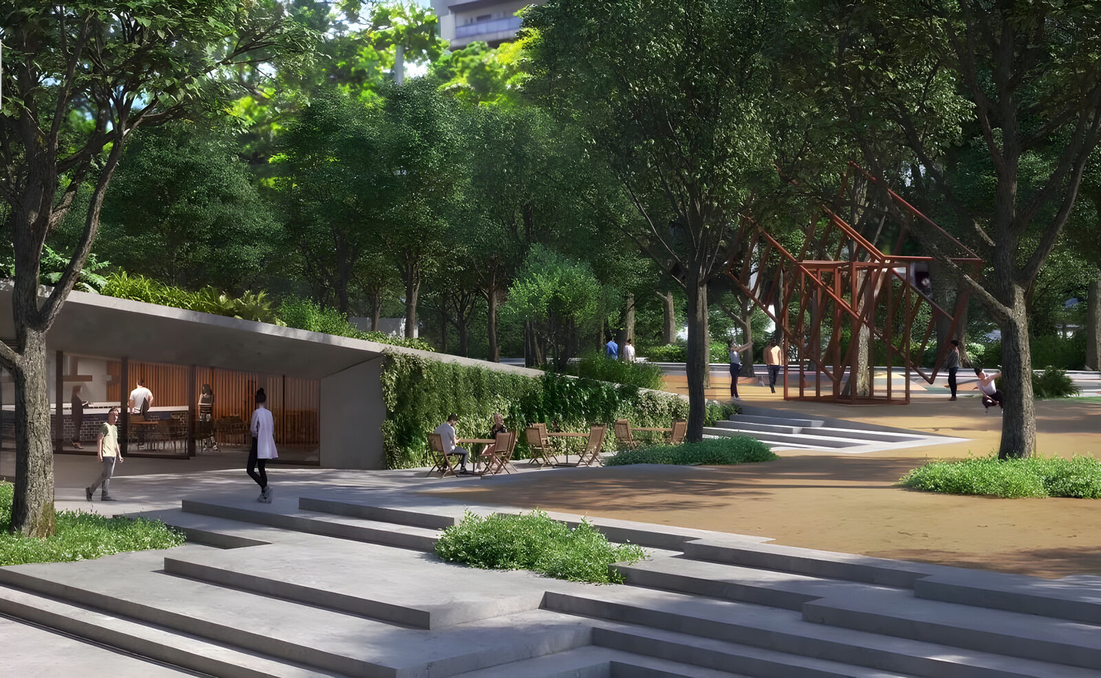 Praça e área de convivência do parque